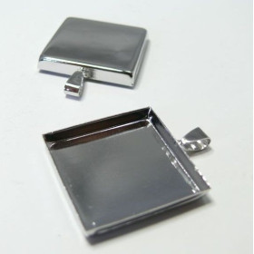2 Supports de pendentif carre  25mm PP bord épais