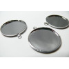 6 Supports de pendentif rond 15mm metal argent  qualité 