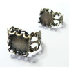 1 Support de bague  bronze carré vague 12mm anneau dentelle