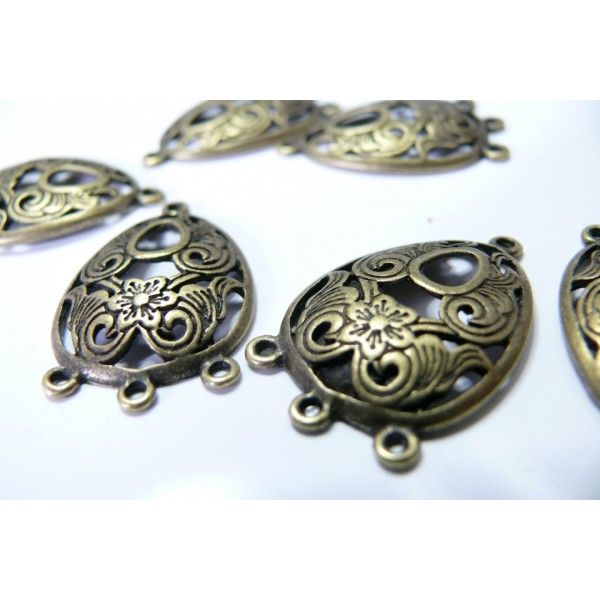 6 magnifiques breloques bronze multi connecteurs arabesque ref A1448