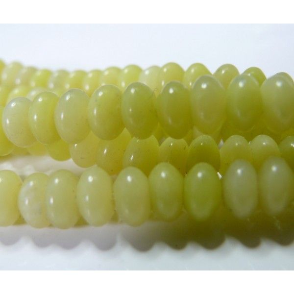 10  perles Jade citron rondelles 5*8mm 