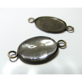 10 pièces: 5 Supports connecteur BRONZE dbl13x18x1mm  et 5 cabochons