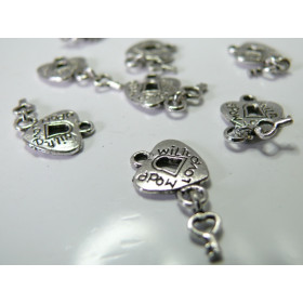 2 pieces  Made in love cadenas coeur viel argent