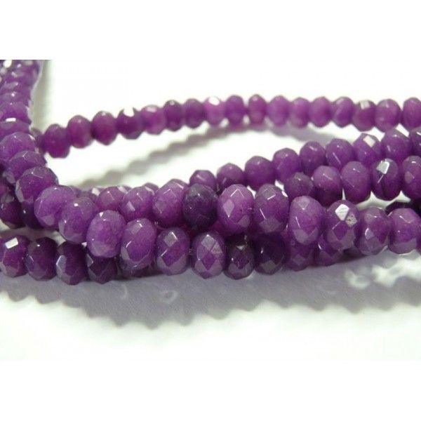 6 perles Jade  violet facetté rondelles 5*8mm