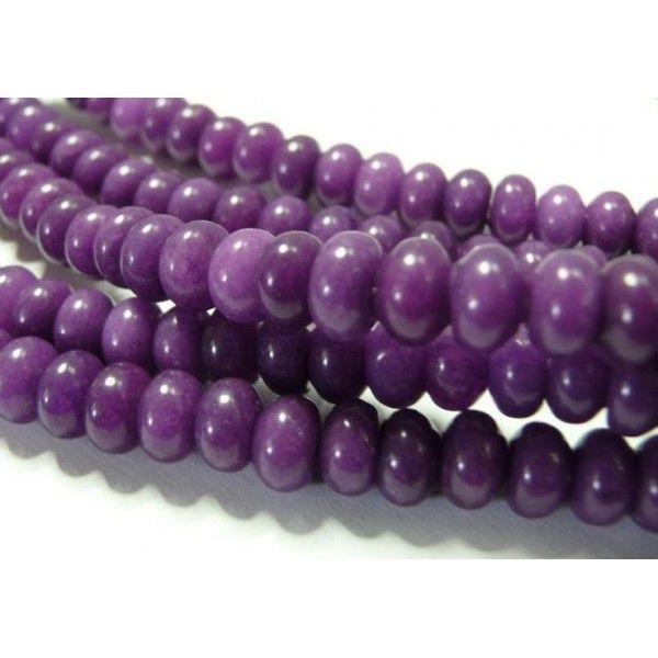 10 perles Jade violet rondelles 6*10mm
