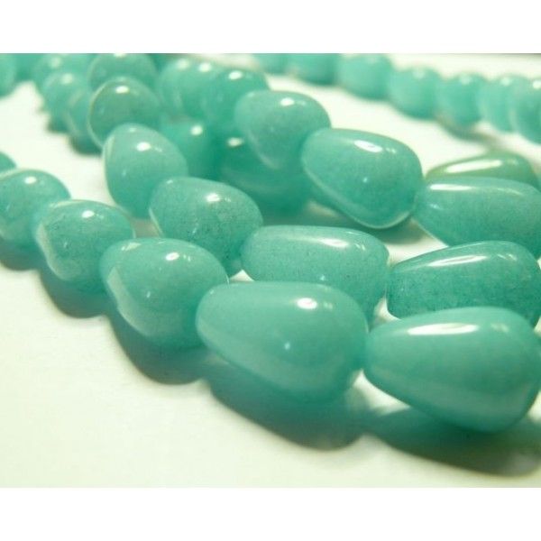cones jade teintée bleu ciel 10*14mm