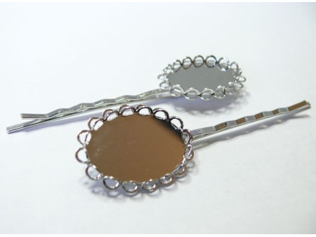 2 barrettes ovale double vague PP18 par 25 