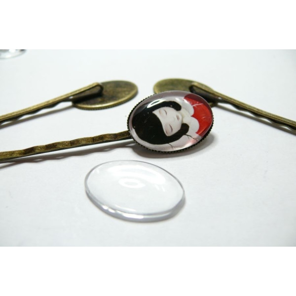 20 pièces:10 Supports de barrette  Bronze 18 par 13 et 10 cabochons
