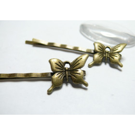 1 piece Bronze barrette petit papillon