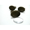 4pieces: 2 bagues bronze ovale horizontale 13 par18 et 2 cabochons 