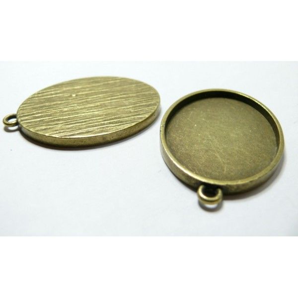 6 Supports de pendentif oval  30 par 40mm bronze
