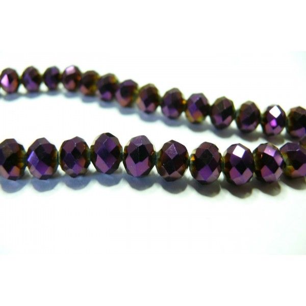 10 perles de cristal facetté violet 5 par 8mm
