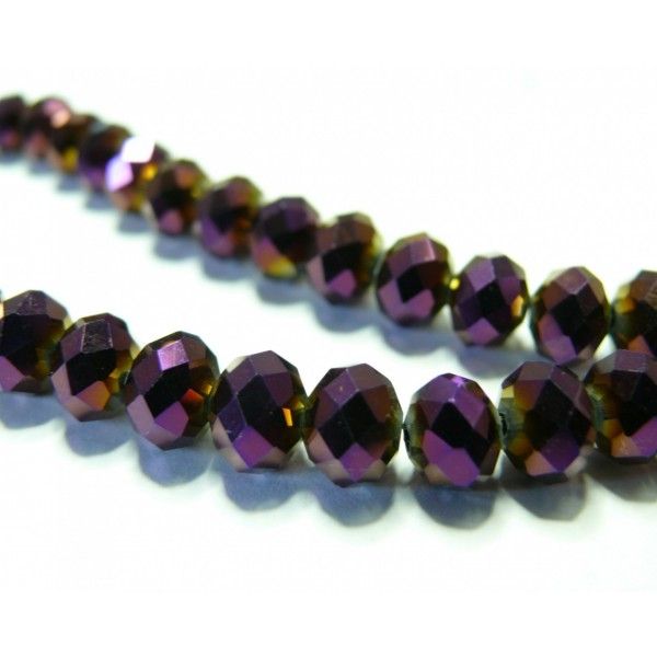 le fil de 72 perles de cristal facetté violet 5 par 8mm