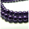 10 perles de verre nacre violet foncé 6mm