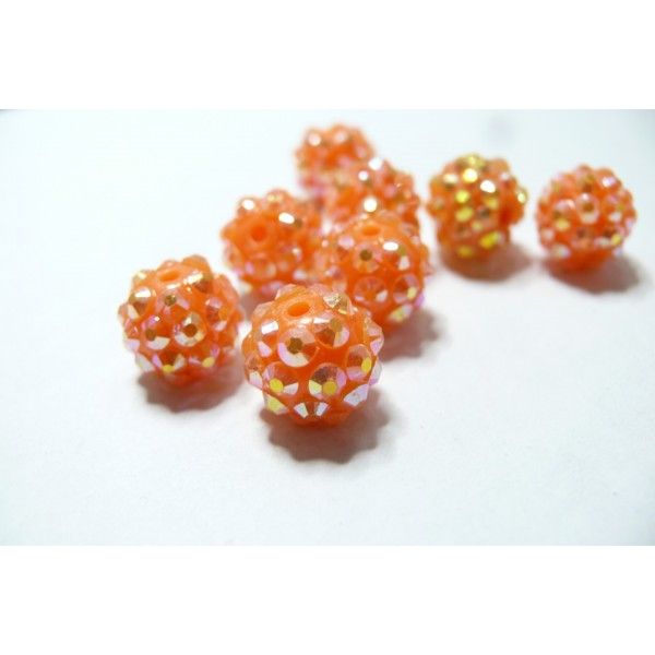 10 perles shambala  orange12*10mm