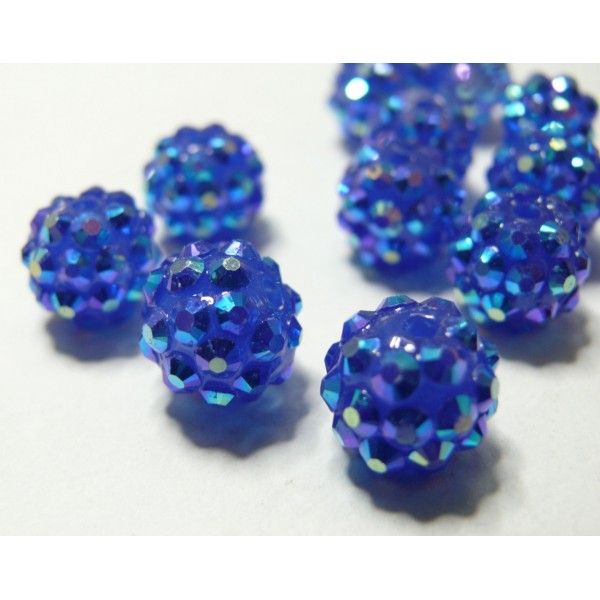 10 perles shambala bleu 12*10mm