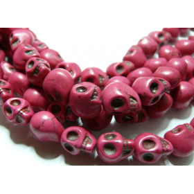 1 fil ( 30 petits crane ) 10 par 12mm rose fushia