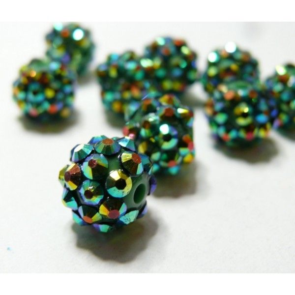 10 perles shambala vert 12*10mm