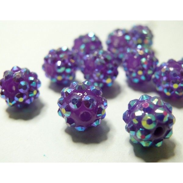 10 perles shambala violet 12*10mm