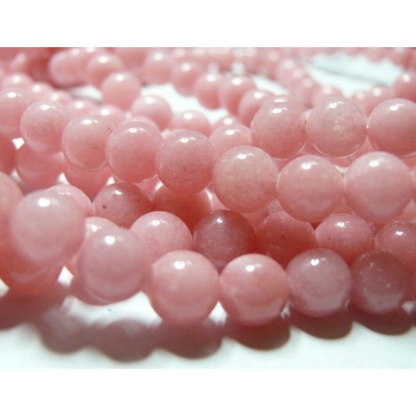 10 perles  jade teintée couleur rose pale 6mm 