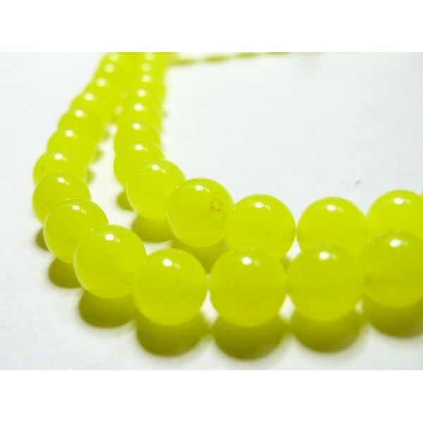10 perles  jade teintée couleur jaune flashy 4mm 