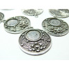 2 pièces pendentif rond fleur  ref 238 Vieil argent