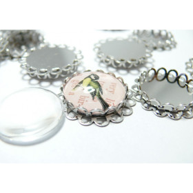 20 pièces: 10 Supports de pendentif 20mm double vague PP 1et 10 cab