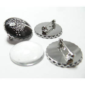 20 pièces: 10 supports de broche vague 20mm PP et 10 cabochons