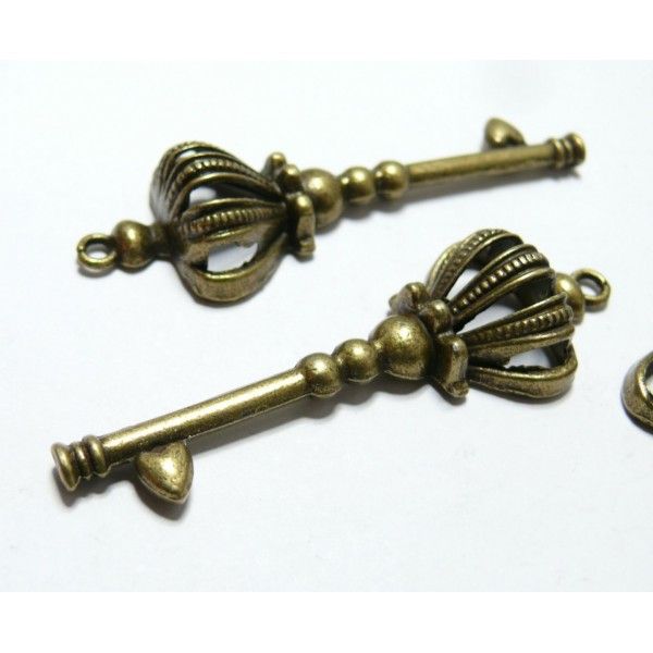 5 pieces Magnifique Pendentif clé couronne bronze