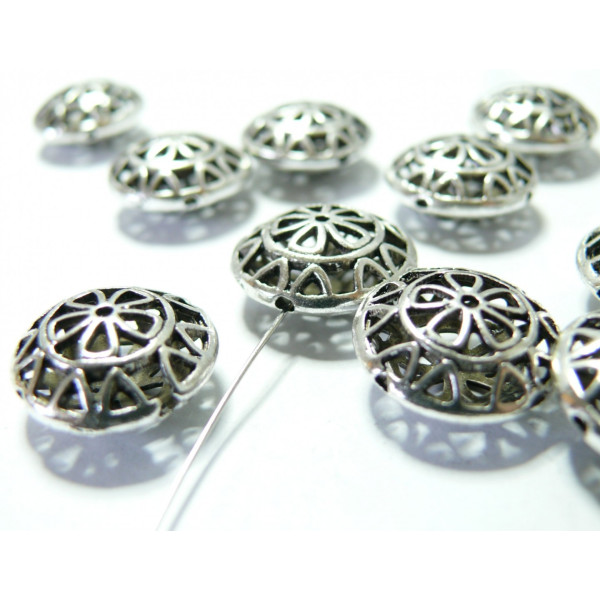 Perles cage fleurie ref 147 argentée