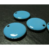 1 Pendentif pastille ronde bleues en email. 