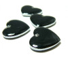 5 Pendentifs pastille coeur noir en email. 