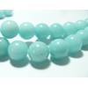 2 perles  jade teintée couleur bleu pale 12mm 