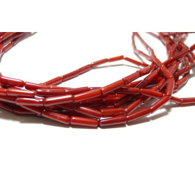 Lot 10 pieces perles 4 par 10mm  corail rouge tube