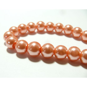 10 perles de verre rose saumon 6mm ref RB 0004-5