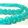 50 perles de verre craquelé bleu 8mm