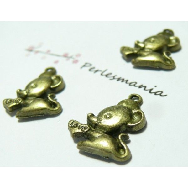 10 pendentifs souris  bronze REF 2D1418