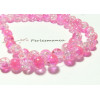10 perles de verre craquelé bicolore blanc rose 8mm