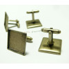 2 supports Boutons de manchettes  carré 20 mm Bronze