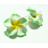 2 fleurs cabochons  fimo vert  21mm ref 2G354 