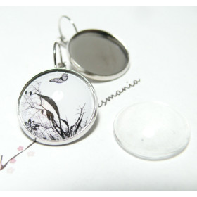 4 pièces: 2 Boucles d'oreille PP 18mm et  2 cabochons 