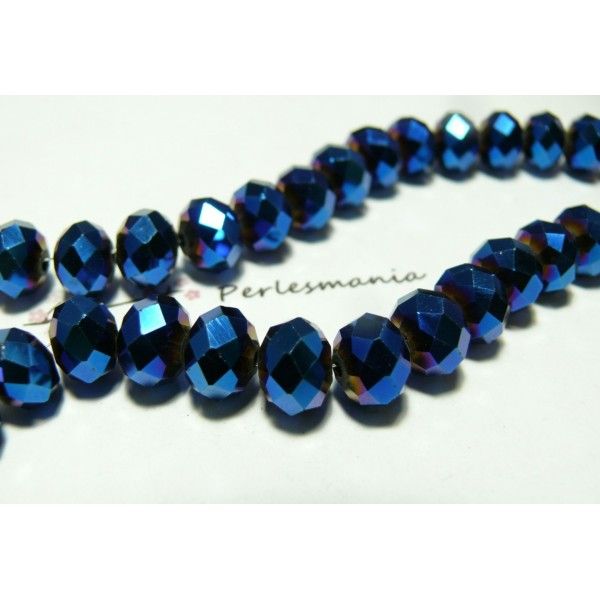 10  perles facettesé rondelles bleu nuit 6 par 8mm ref 
