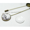 2 pièces:1 broche fibule  20mm bronze  et 1 cabochon en verre 