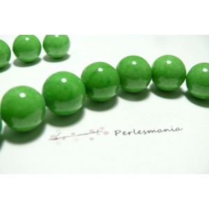 2 perles jade teintée couleur vert pomme 16mm