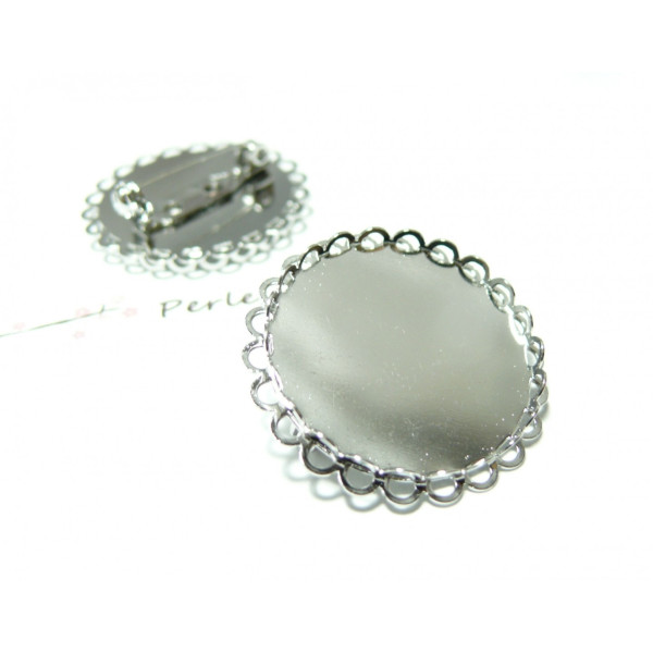 Supports de Broche Double Vague 25 mm – Laiton Finition Argent Platine