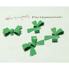 2 perles  noeud en laiton laqué vert 