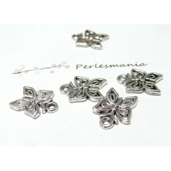 10 pieces petits papillon viel argent ref A890 