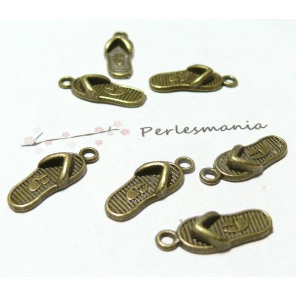 Apprêt 10 pendentifs sandales bronze 2D1734 