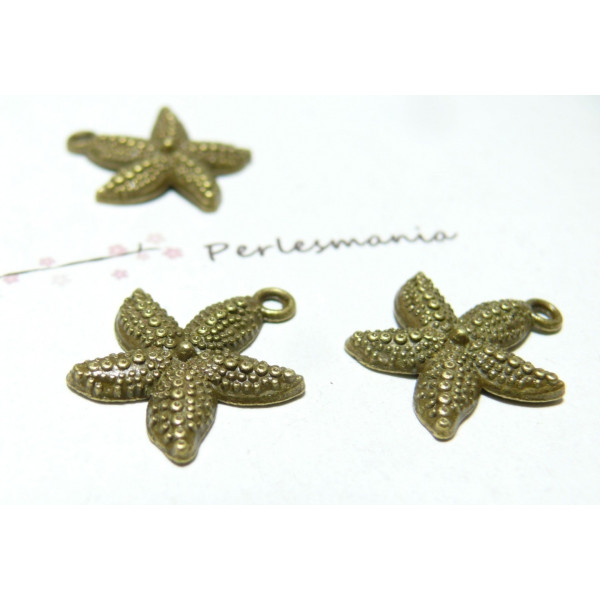 10 breloques pendentifs 2D1856 Etoile des mers GM BR 