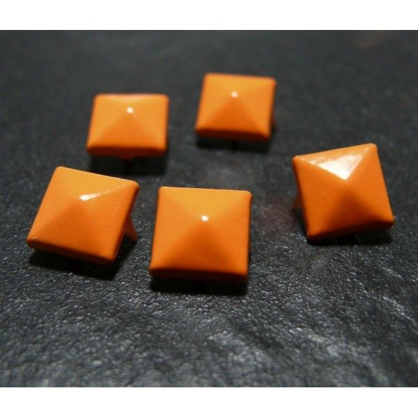 lot de 10 clous rivet 9mm orange NO226 pyramide carré